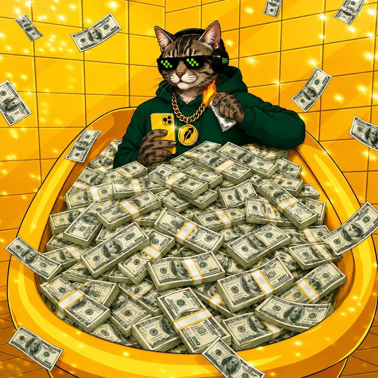 $LUCK money bath artwork