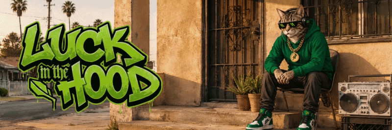 Luck In The Hood animated street banner
